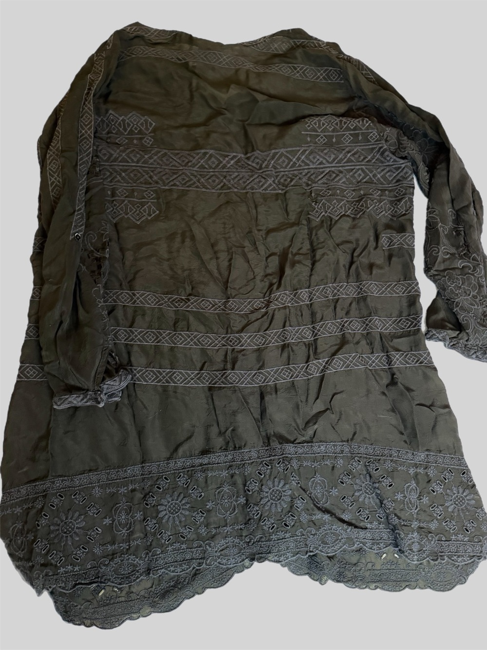 Johnny Was Black Embroidered Boho Tunic Top Size 2X - Picture 8 of 9